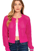 Button Down Lightweight Crochet Cardigan Sweater