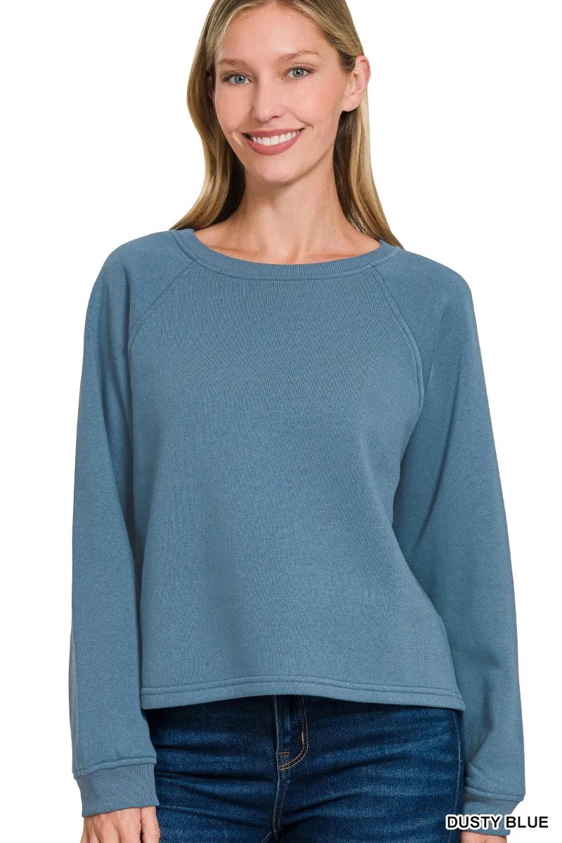 Fleece Raglan Round-Neck Sweatshirt