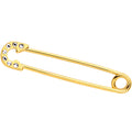 14G Clear Gem Gold Tone Punk Safety Pin Industrial Barbell 38mm