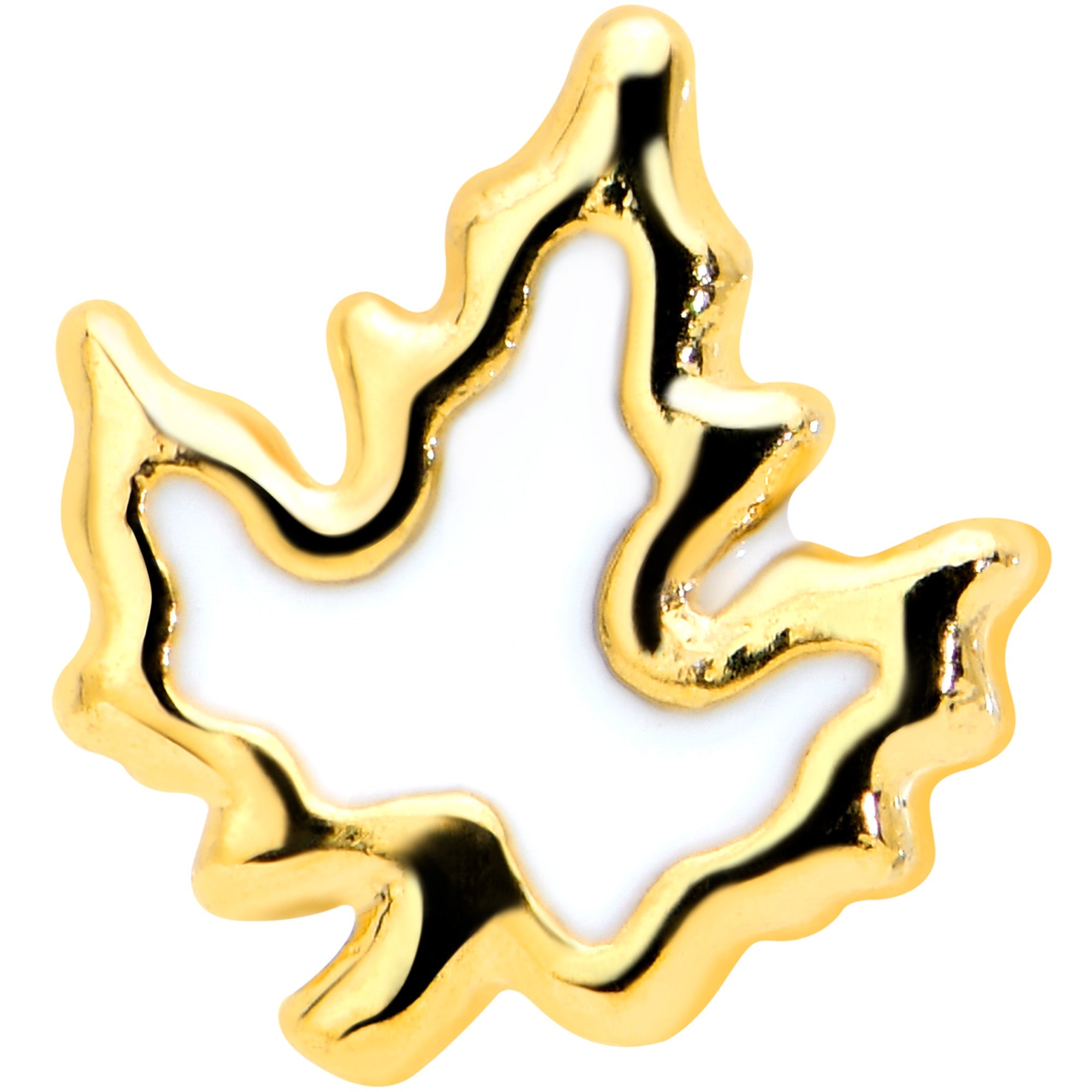 16G 1/4 Gold Tone Fall White Maple Leaf Cartilage Tragus Earring