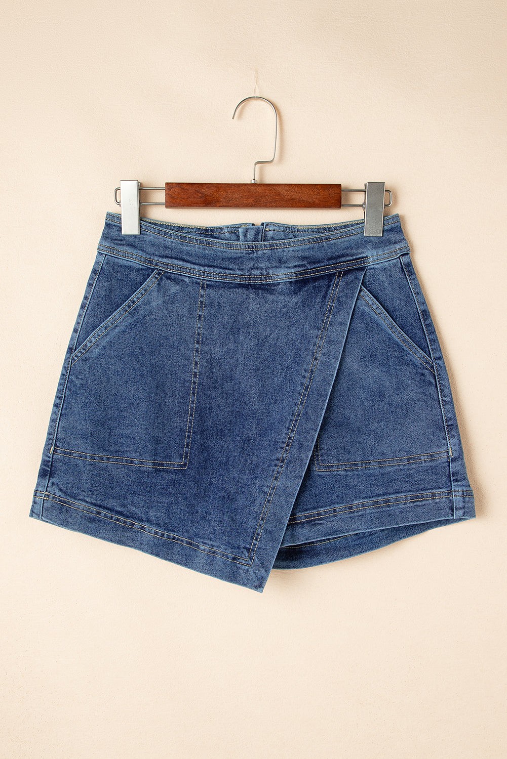 Faux Wrapped Mini Denim Skort