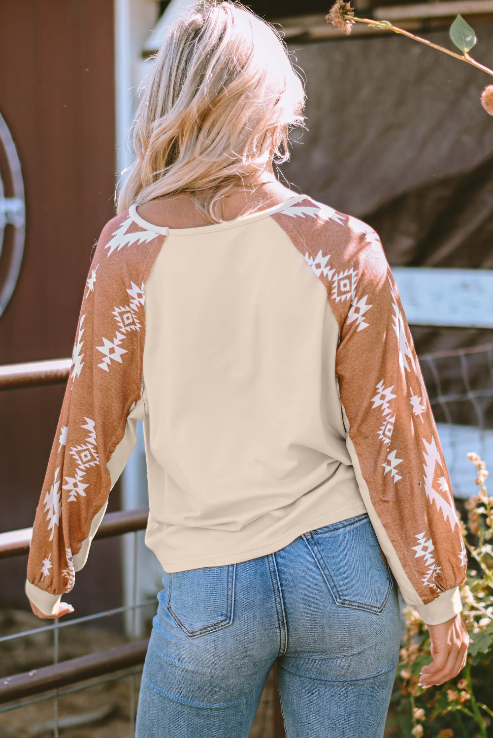 Print Patch Long Sleeve Top