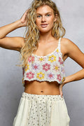 Handmade Granny Pattern Crochet Cami with Scalloped Strap
