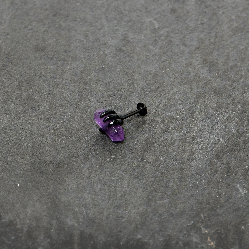 16G 5/16 Purple Amethyst Black Claw Obelisk Labret Monroe Tragus