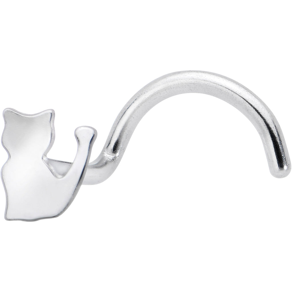 20G 1/4 Silhouette Kitty Cat Left Side Nose Screw