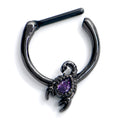 16G 5/16 Purple Gem Black Goth Scorpion Cartilage Clicker
