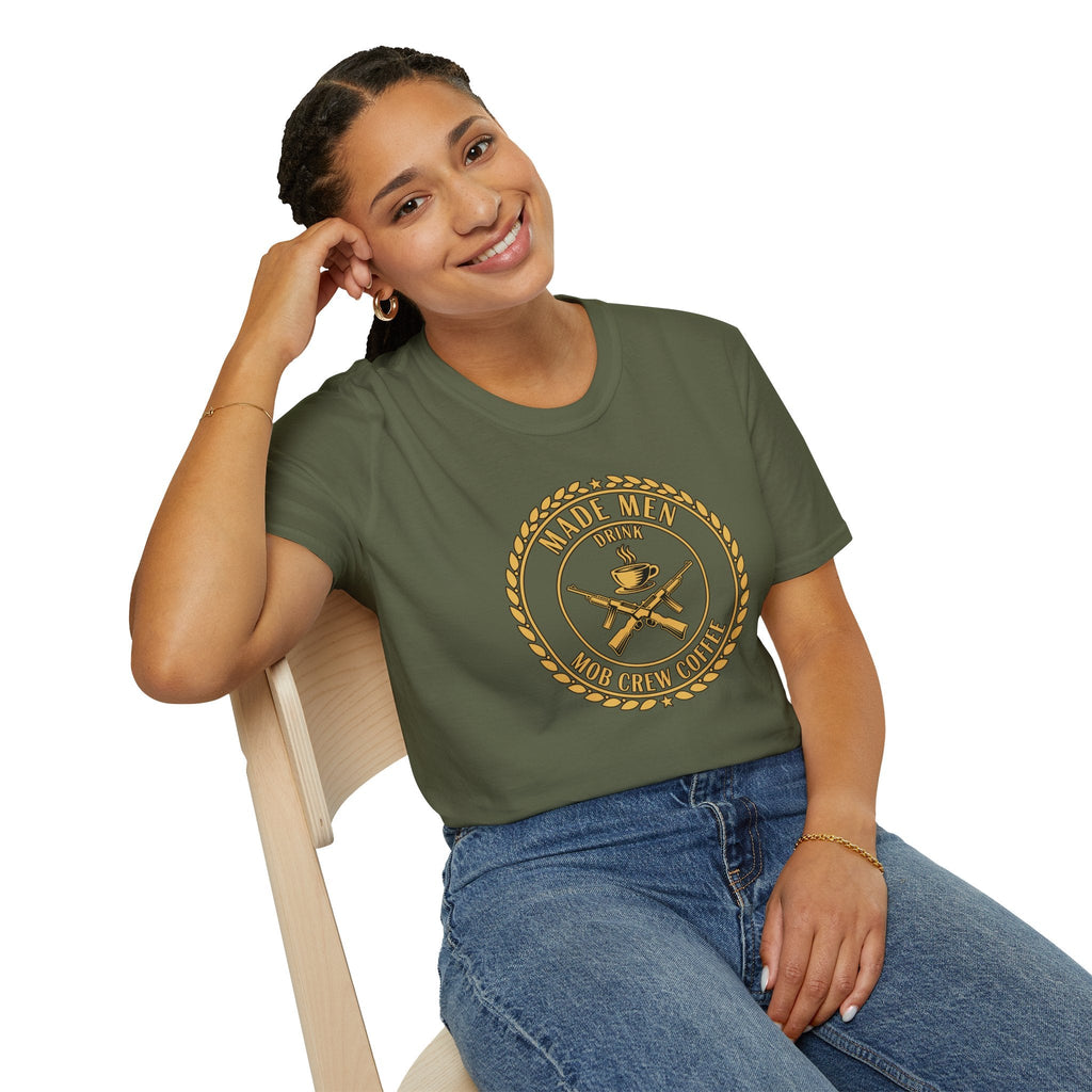 Mob Crew Made Men Drink Mob Crew Coffee T-Shirt - Perfect for Coffee Lovers