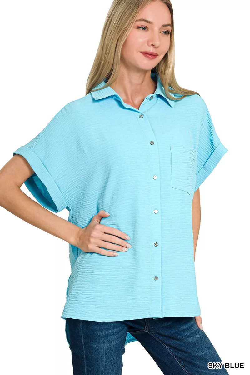 Woven Airflow Button Down Shirt