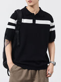 Men's Plus Size Striped Short Sleeve Knit Polo