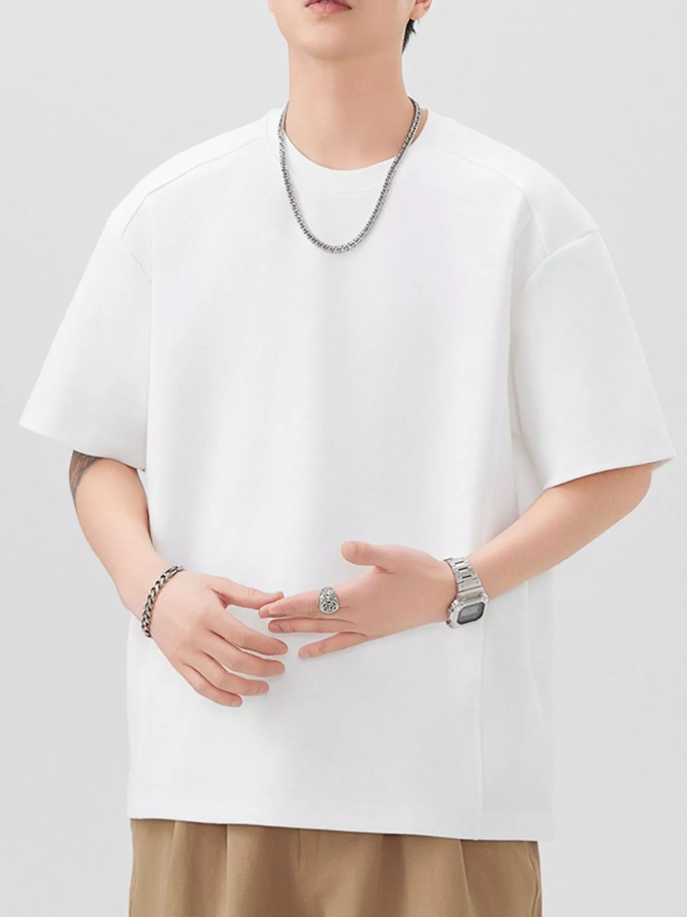 Men's Plus Size Oversized Solid Color Casual T-Shirt