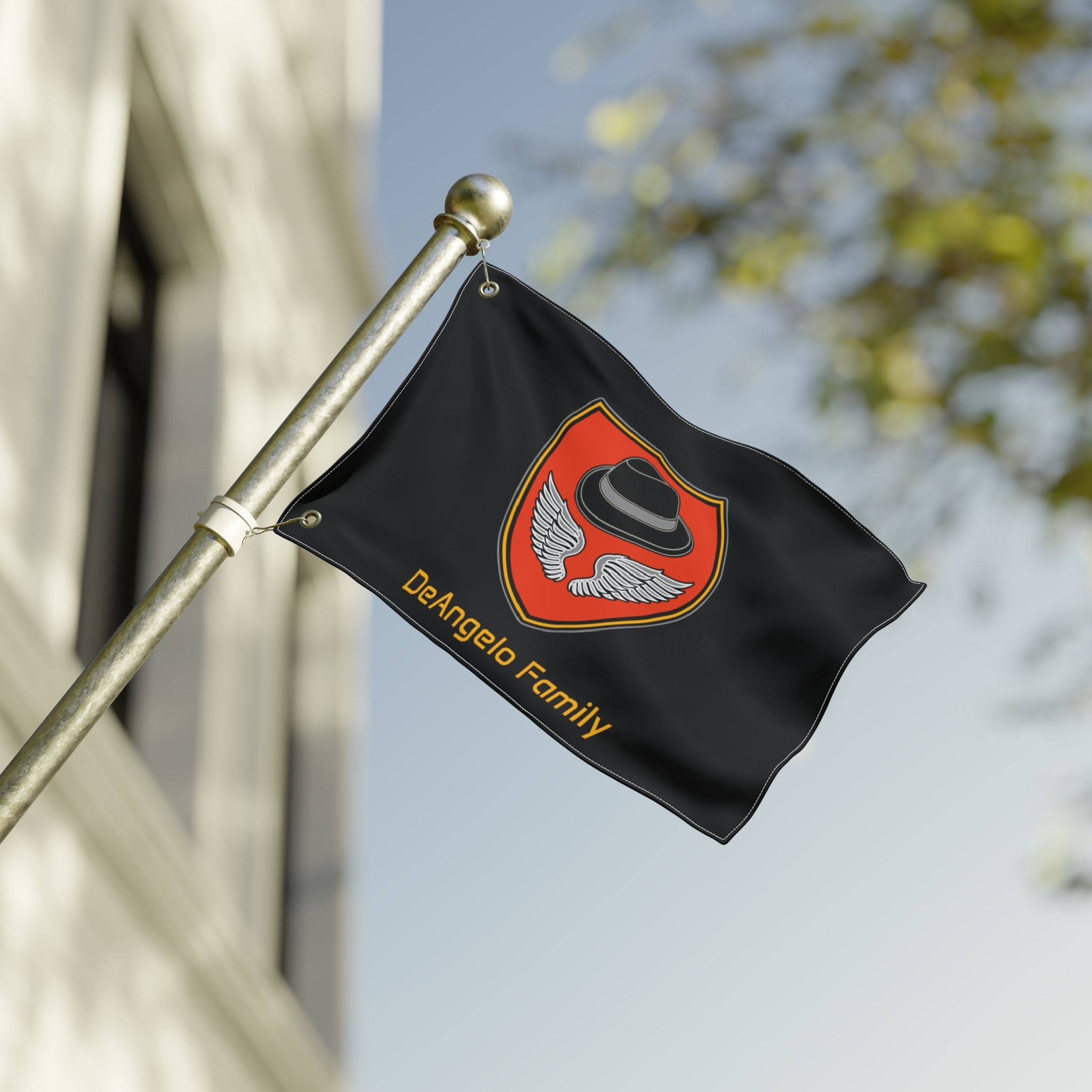 Family Flag — DeAngelo Family Crest Double-Sided Outdoor Banner