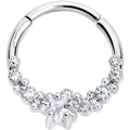 16G 3/8 Clear CZ Gem Starfish Supreme Hinged Segment Ring