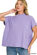 Viscose Mock Neck Short Sleeve Boxy Sweater
