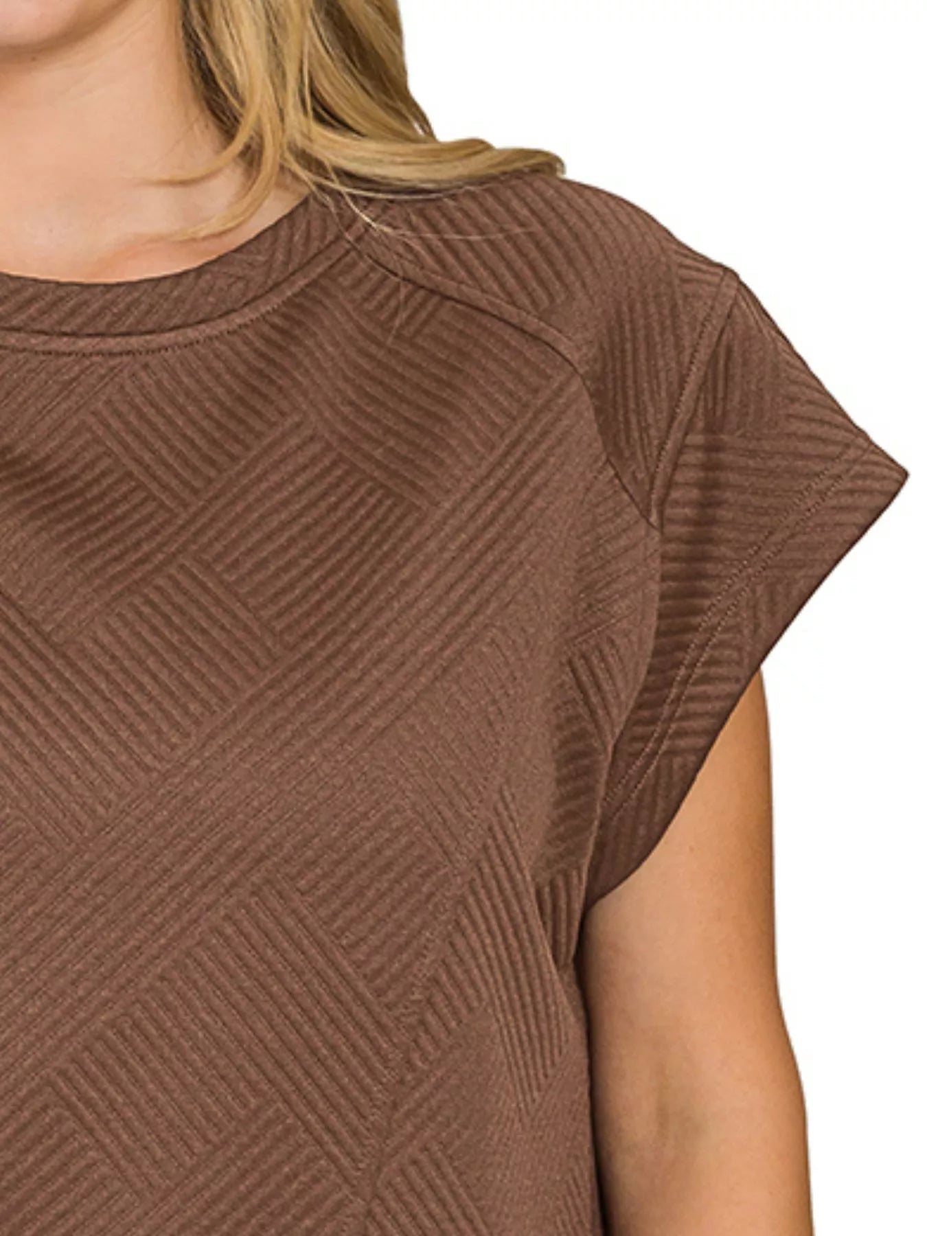 Textured Knit Jacquard Short Sleeve Top