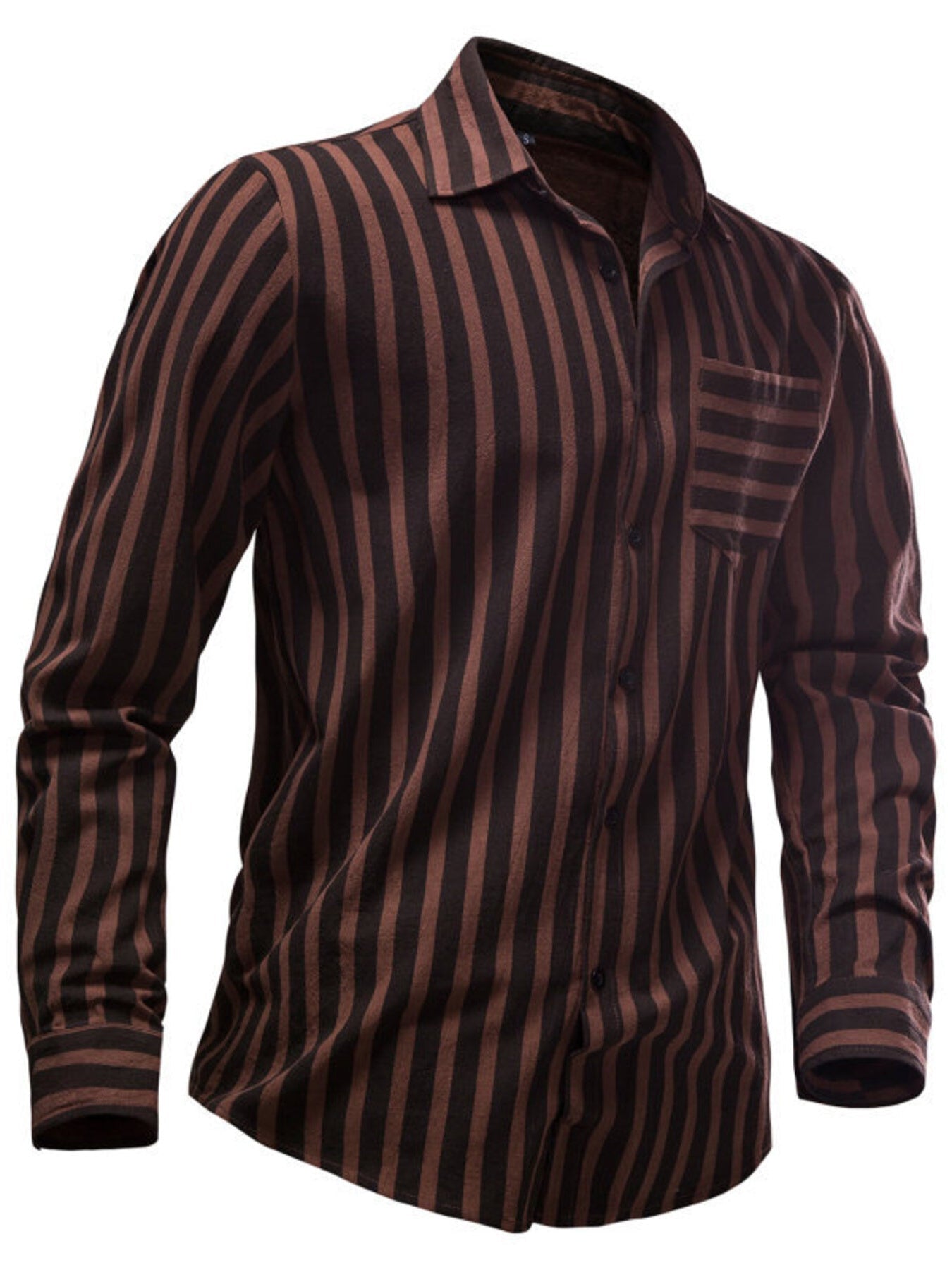 Men's Striped Casual Long Sleeve Shirt