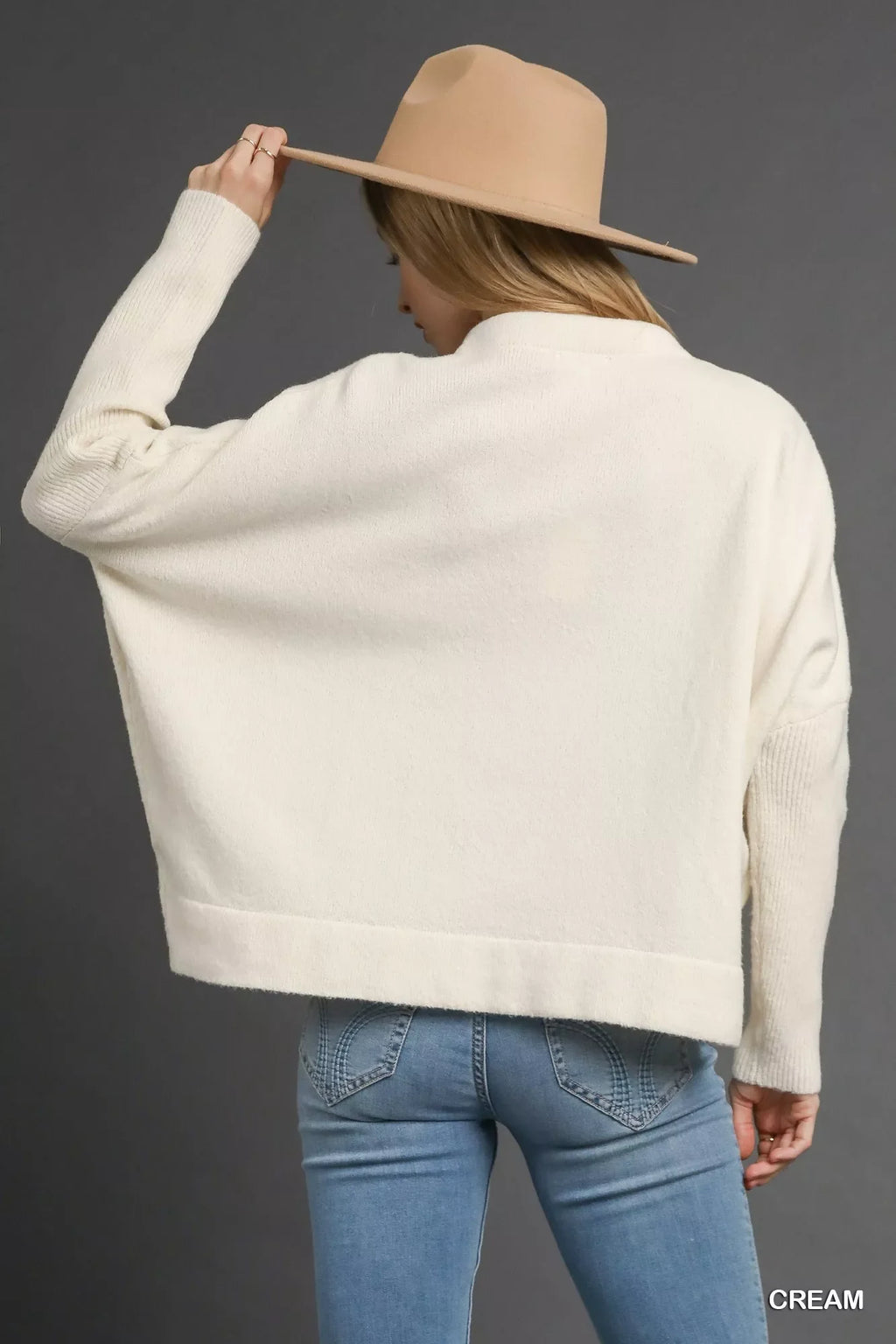 V-Neck Sweater with Wide Trim Detail