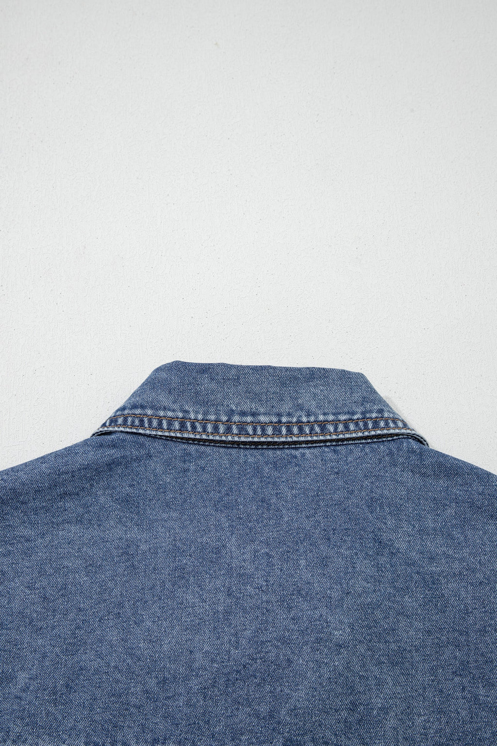 Button Flap Pocket Cuffed Short Sleeve Denim Shirt