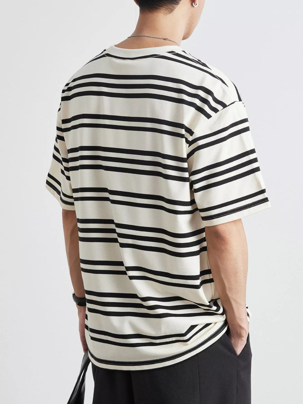 Men's Plus Size Striped Casual Round Neck T-Shirt