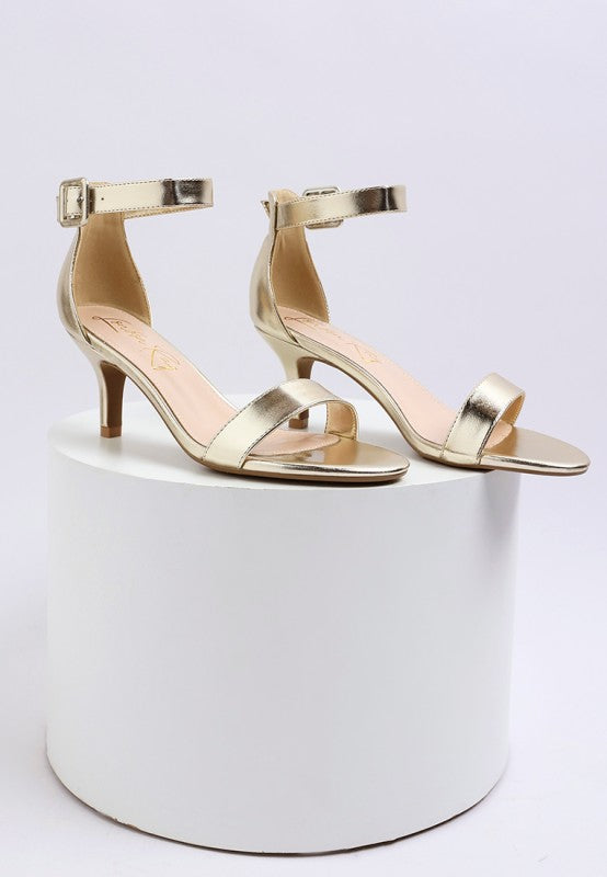 Yuti Glossy Kitten Heel Sandals