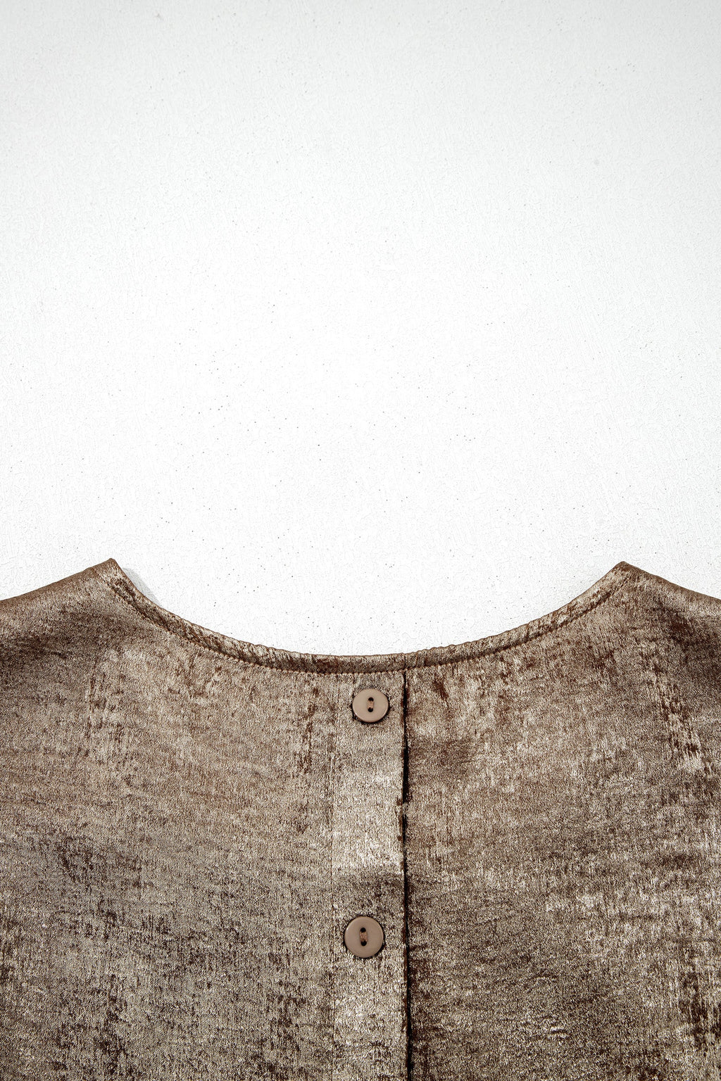 Gold Metallic Round Neck Ruffle Trim Sleeveless Top