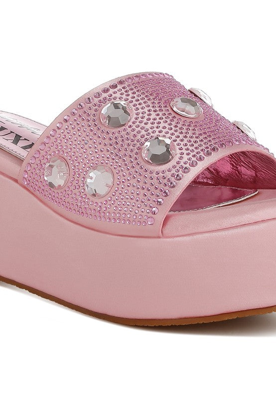 Meta charts Diamante & Rhinestone Flatform Sandals