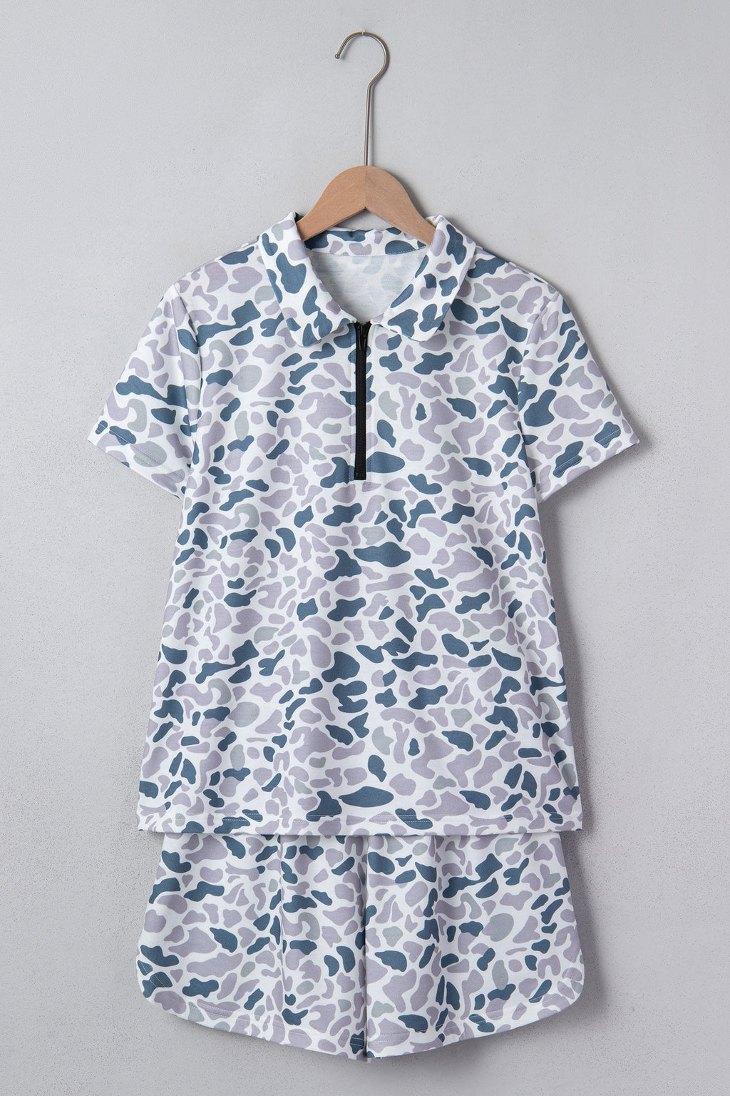 Multicolour Abstract Patterned Polo Collar T Shirt and Shorts Set
