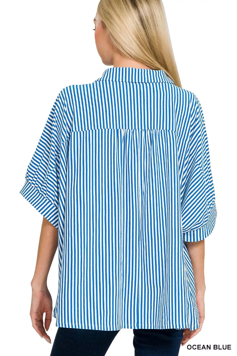 Oversized Stripe Button Down Shirt