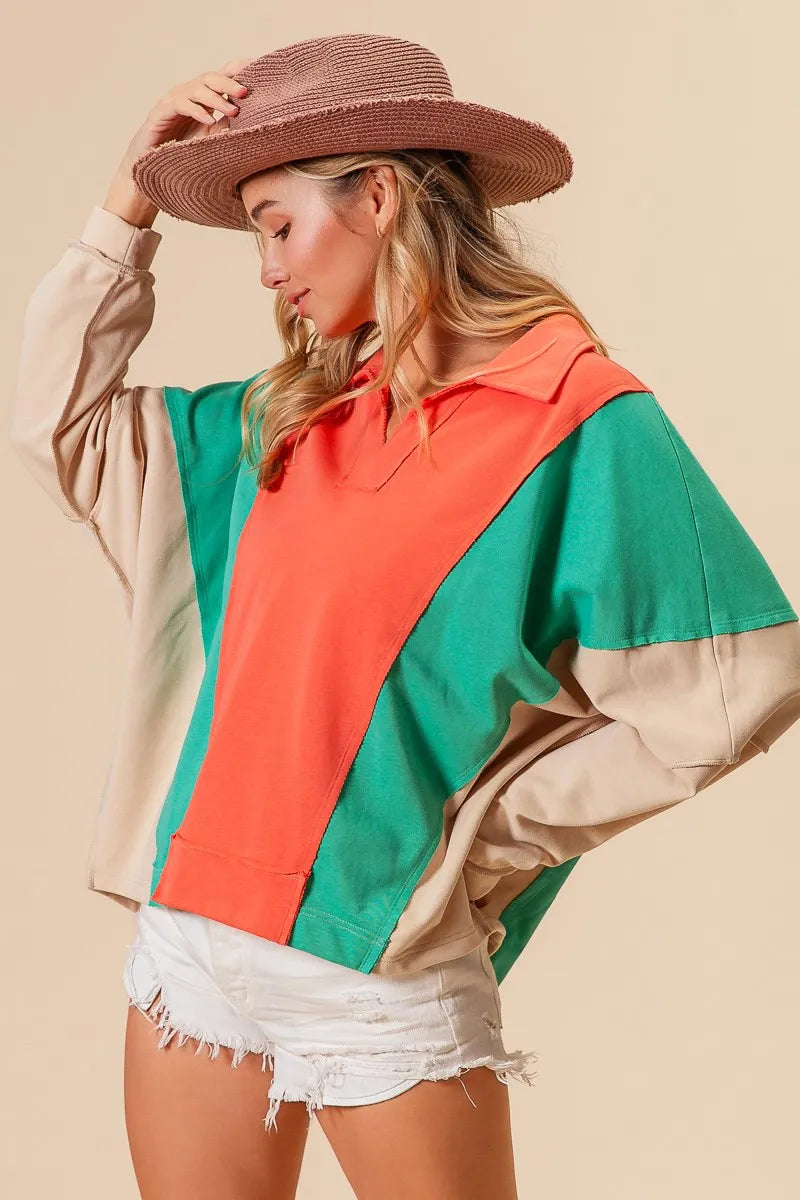 Colorblock Exposed Seam French Terry Sweatshirt