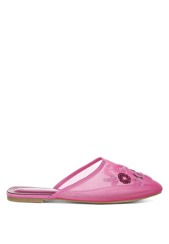 Nahra Mesh Sequin Beaded Mules