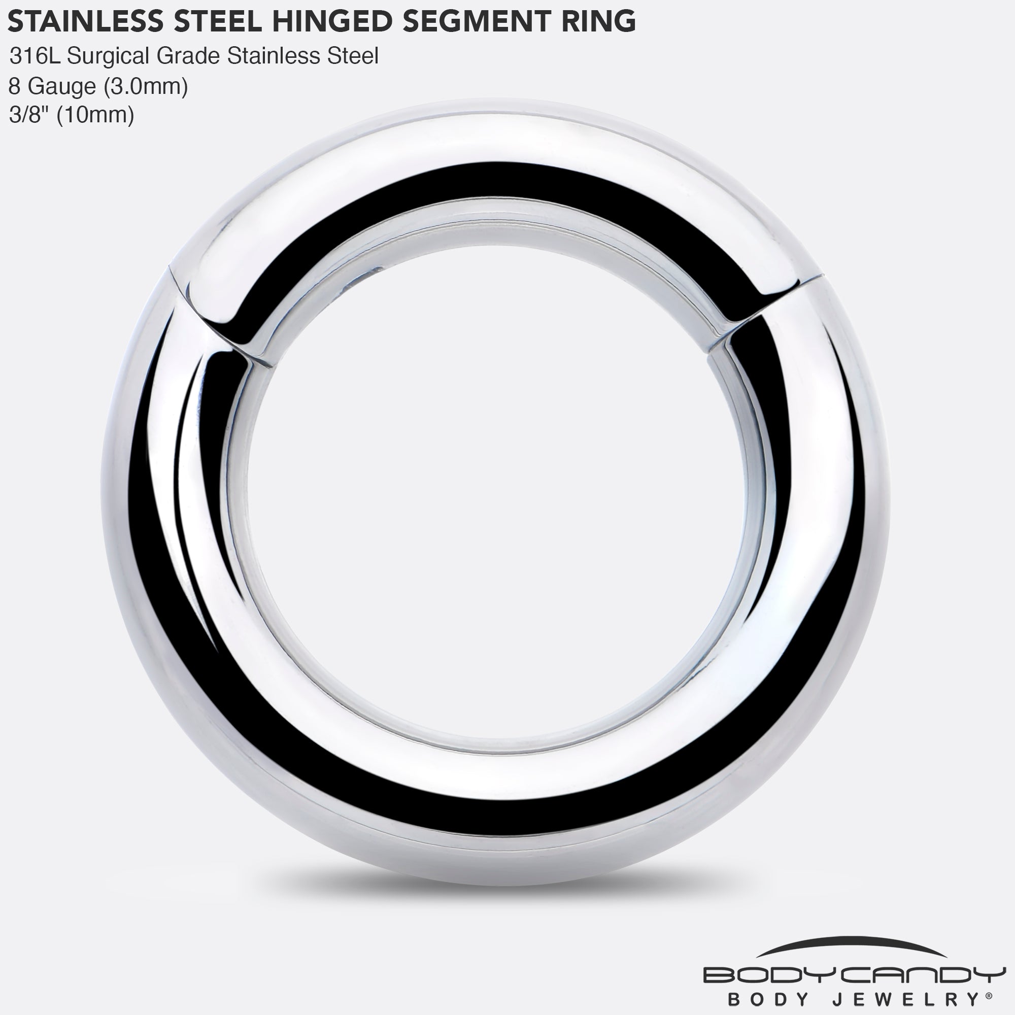 8G 3/8 316L Surgical Steel Precision Hinged Segment Hoop