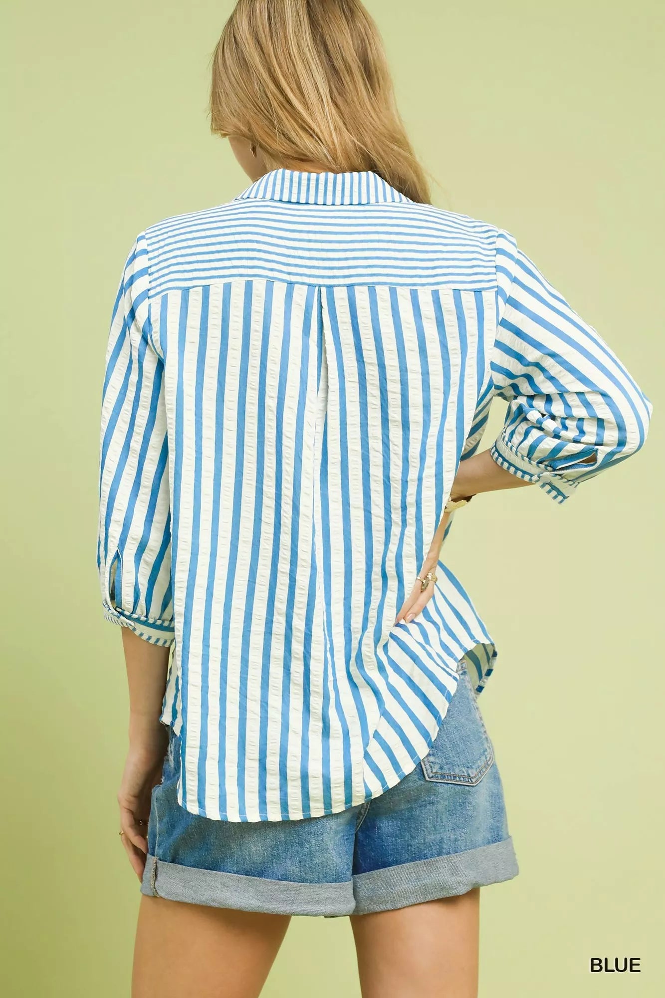 Striped Collared Neck Blouse