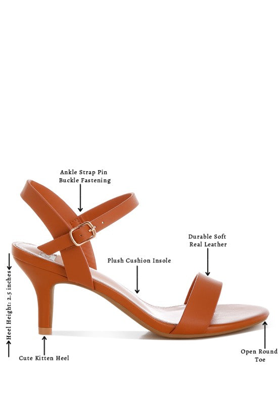 Tomari Pin Buckle Kitten Heel Sandals