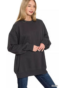 Oversized Round Neck Fleece Tunic Sweatshirt