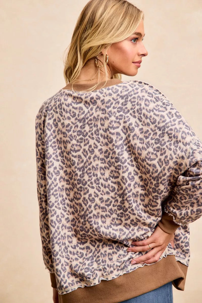 Leopard Printed French Terry Sweatshirt