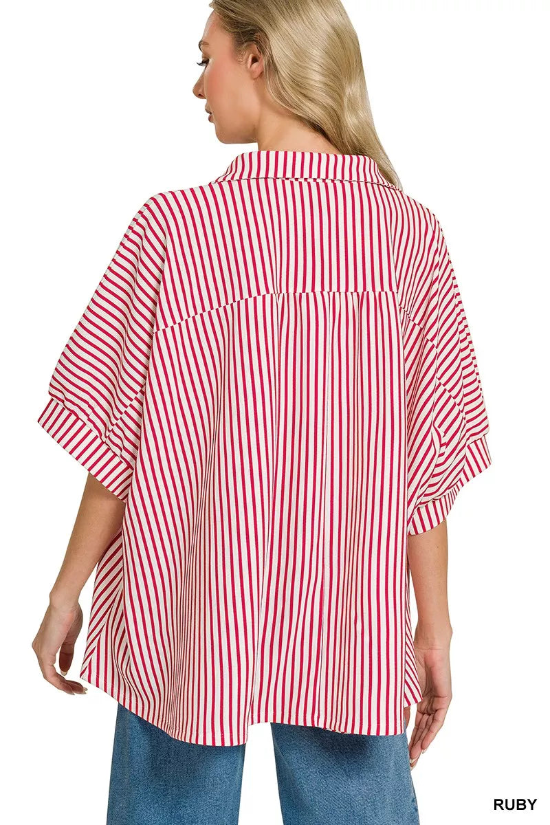 Oversized Stripe Button Down Shirt