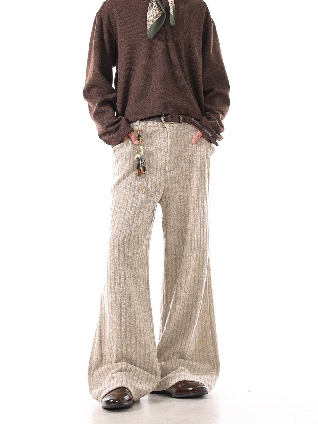 Men's Plus Size Ribbed Knit Loose Fit Pants