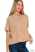 Halo Washed Cotton Short Sleeve Top