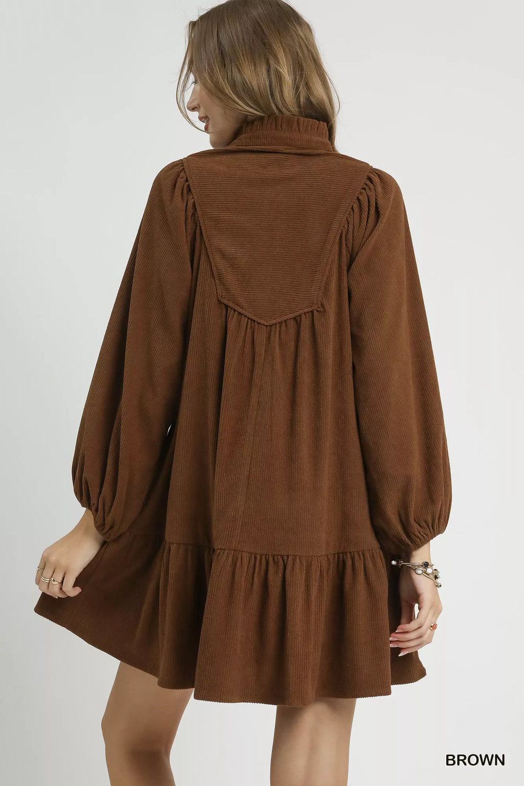 Corduroy Tiered Babydoll Dress