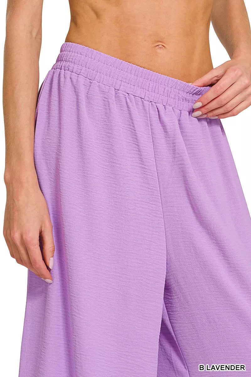 Woven Airflow Twisted Top & Wide Leg Pants Set