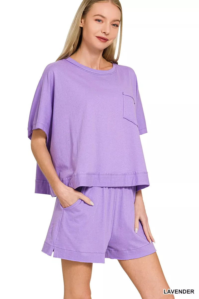 Exposed Seam Boxy Top & Shorts Set
