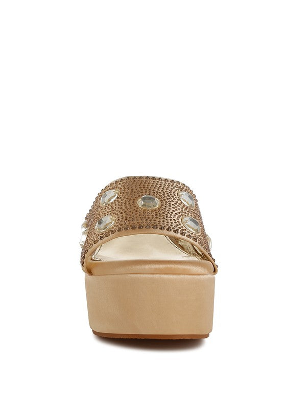 Meta charts Diamante & Rhinestone Flatform Sandals