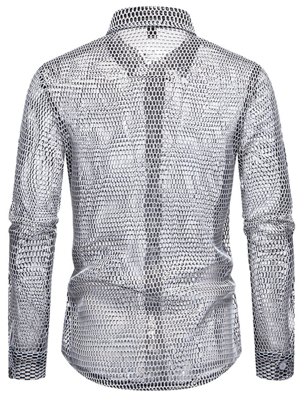 Men's See-Through Mesh Long Sleeve Shirt