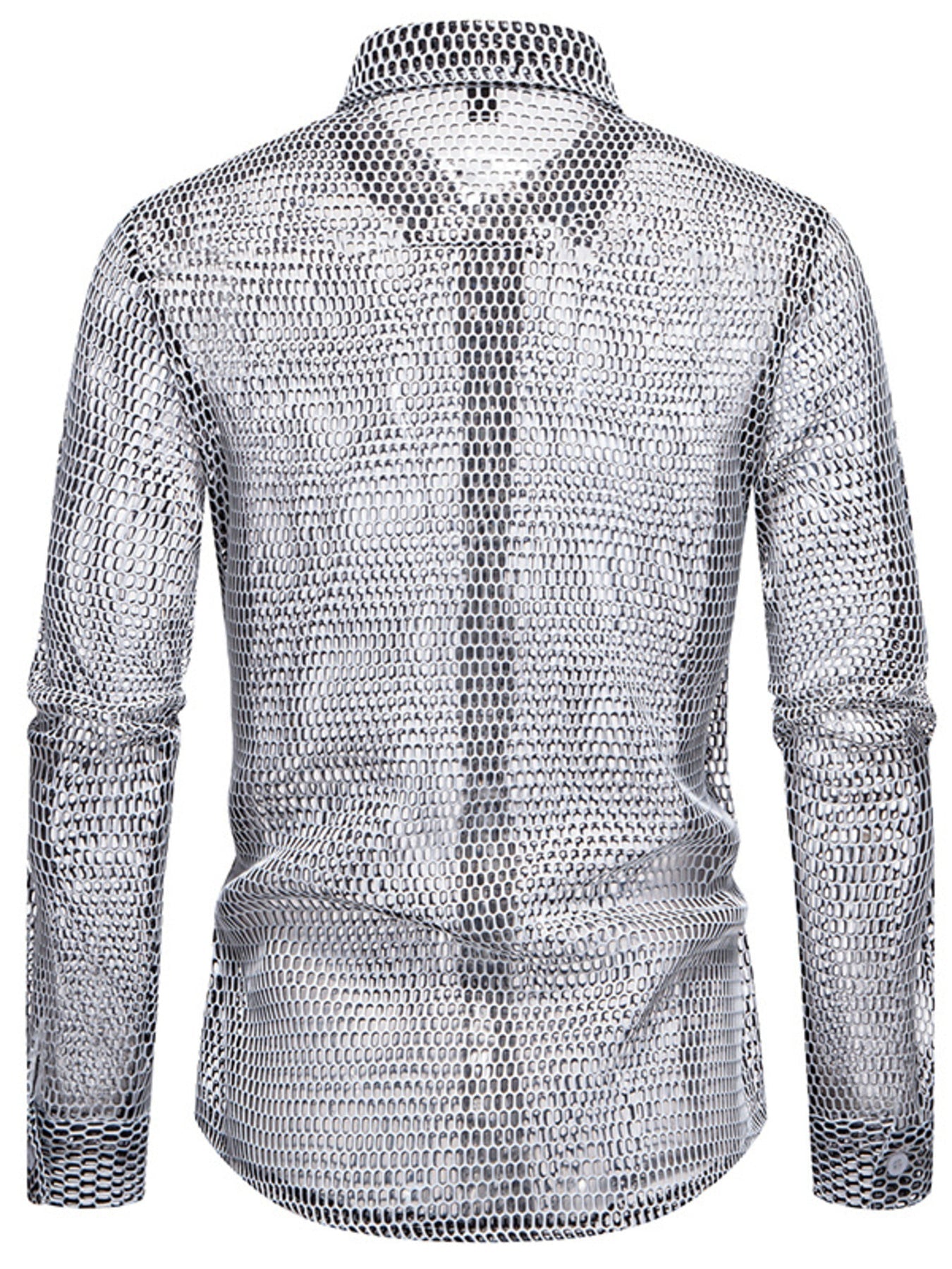 Men's See-Through Mesh Long Sleeve Shirt