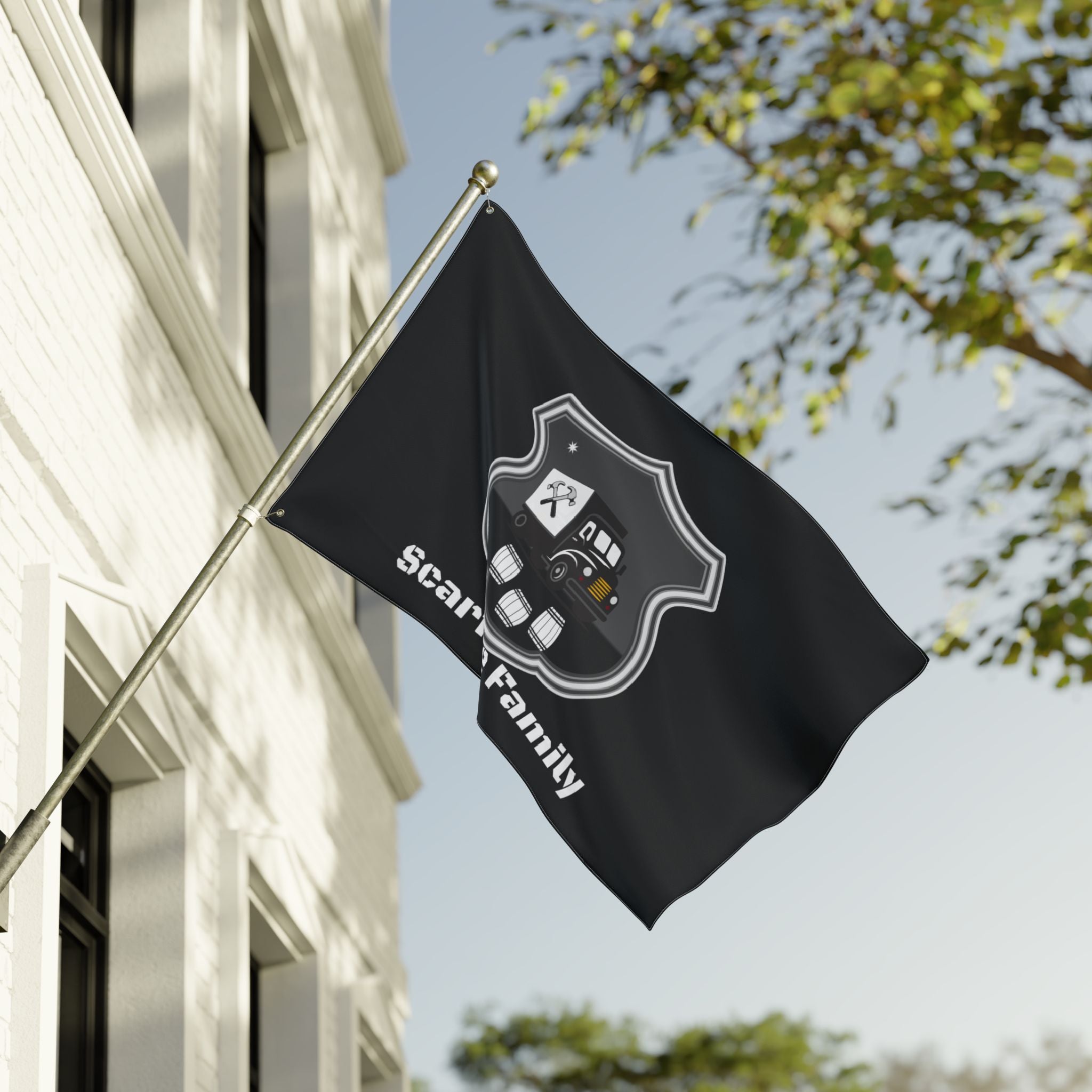Scarface Family Flag — Double-Sided Black Truck Emblem Banner