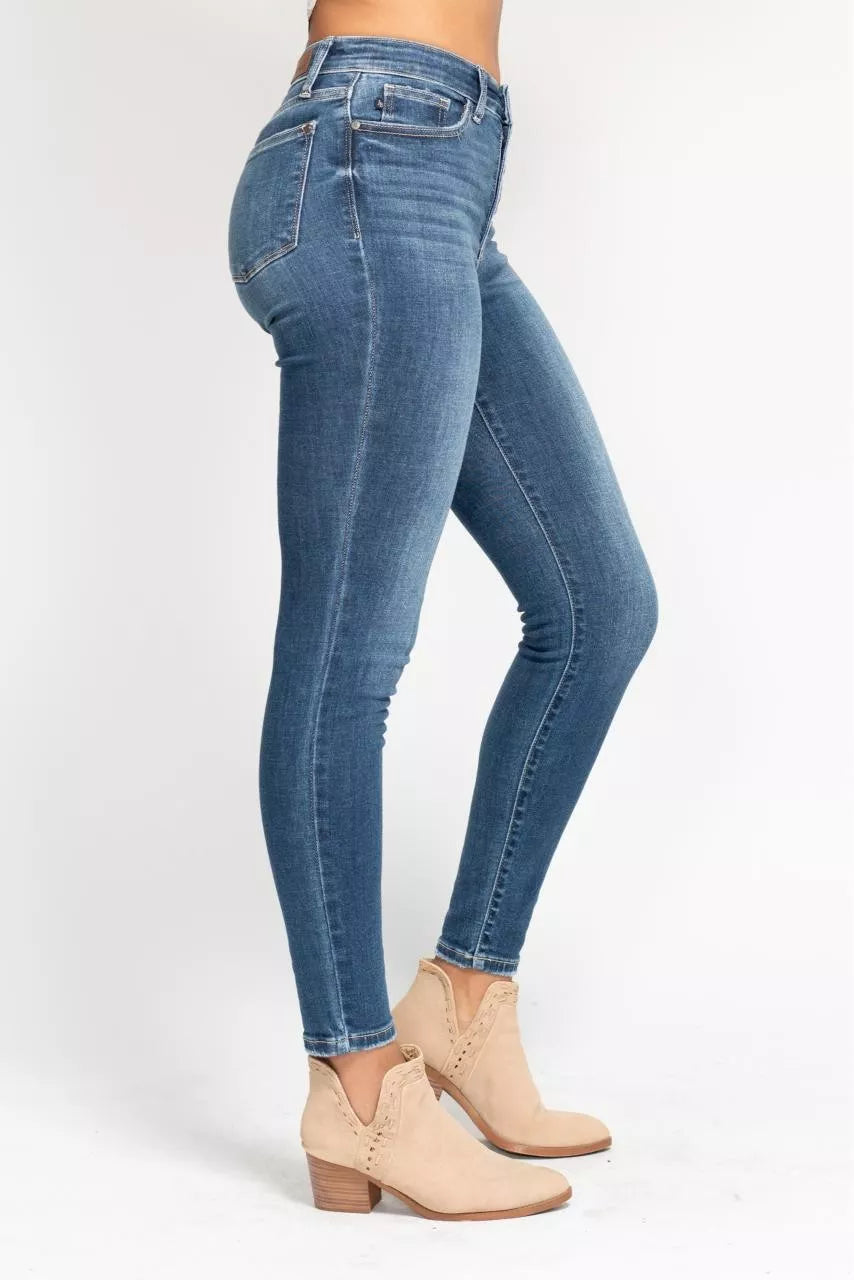 Full Size High Rise Button Fly Skinny Jeans Plus Size