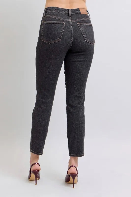 Full Size Mid Rise Tummy Control Slim Jeans Plus Size