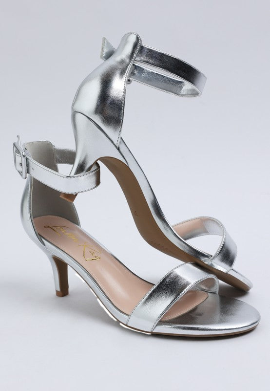 Yuti Glossy Kitten Heel Sandals