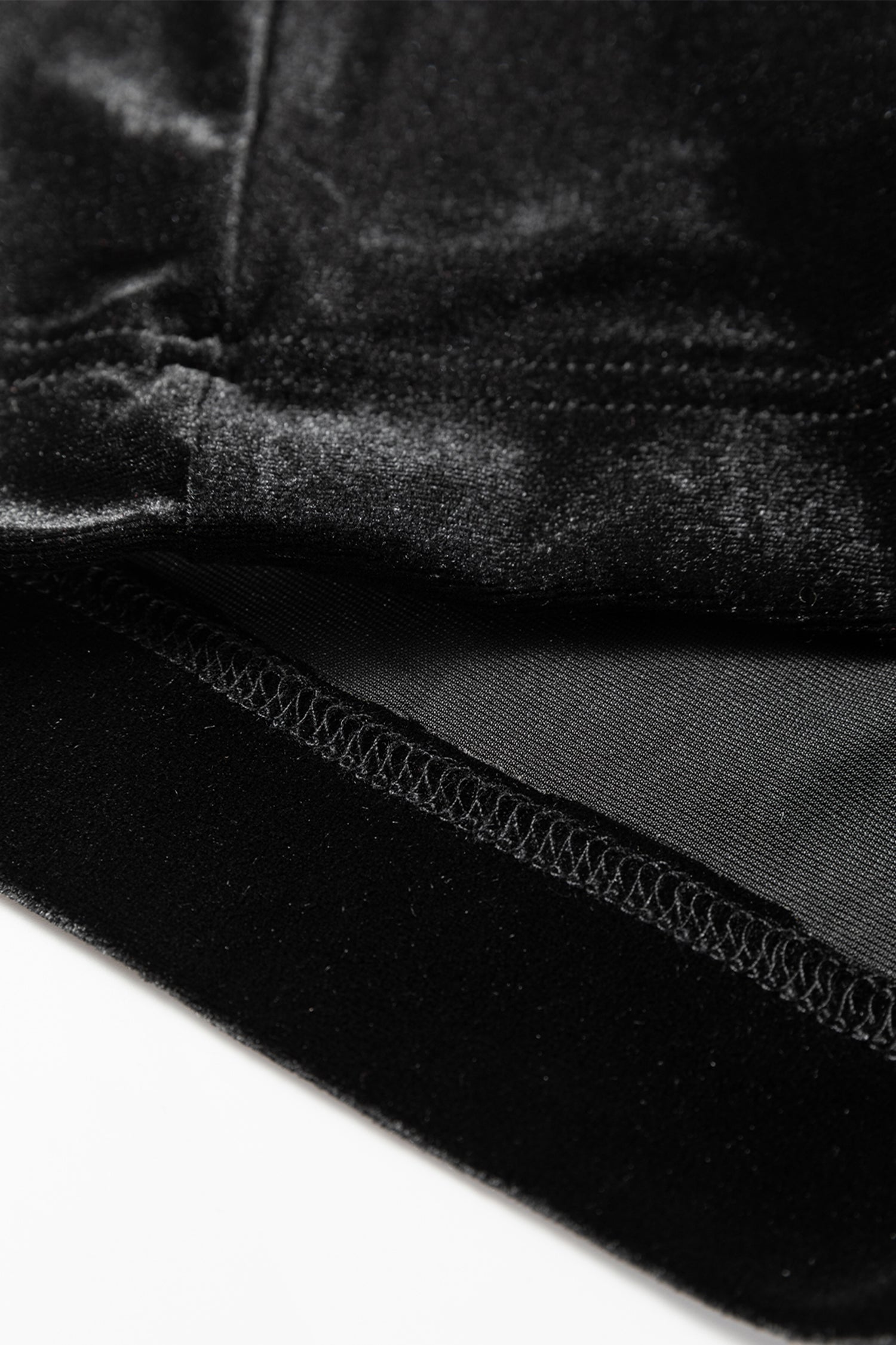Black Shiny Velvet Drawstring High Waist Straight Leg Casual Pants