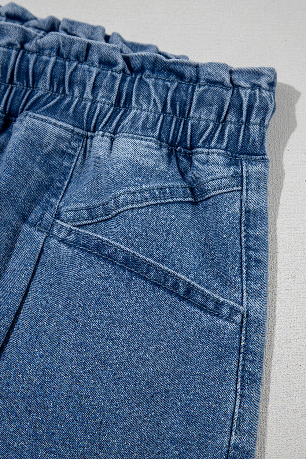 Drawstring High Waist Casual Denim Shorts with Pockets