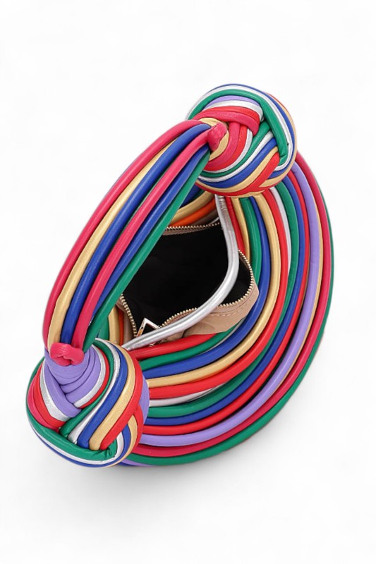 Faux Leather String Rope Top Handle Swing Bag